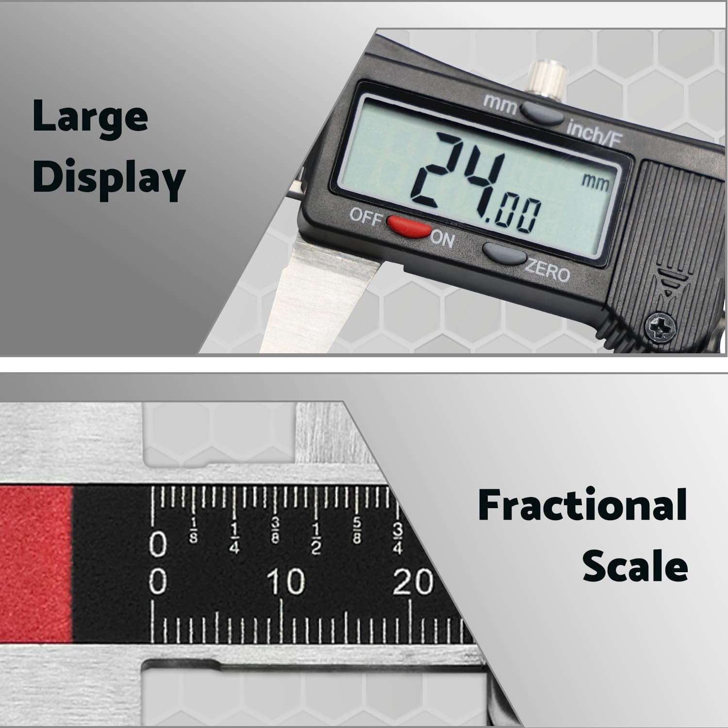 Digital Caliper, Caliper Measuring Tool 6 inch, Micrometer Caliper Digital, Stainless Steel Calipers to Measure Inch Fractions Millimeter with Auto-Off by