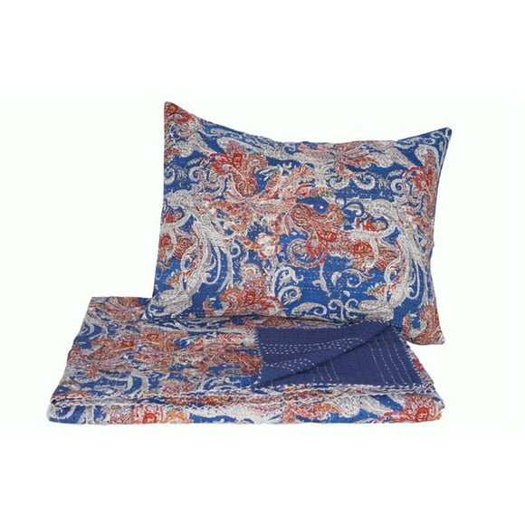 Wally Decor 507 90 x 108 in. Kantha Bed Spread Incl 2 Pillows 20 x 26 in.