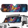 thumbnail image 2 of HUIACONG Colorful Galaxy Butterfly Sunshade Sun Shade Windshield Heat Shield Sun Visor Mat Compatible with Jeep Wrangler Rubicon Sahara TJ JK JKU 2 Door & 4 Door, 2 of 6