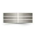 thumbnail image 3 of Diamond2Deal Titanium Brushed w/Sterling Silver Inlay 8mm Flat Men's Band Size 8.5, 3 of 5