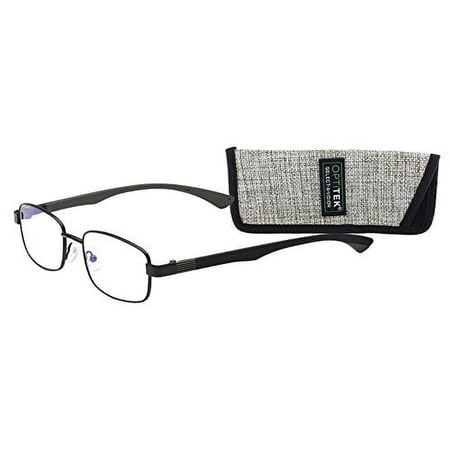 Optitek Computer 2101 Black - Rounded Rectangle Lens/Frame Glasses with Soft Case