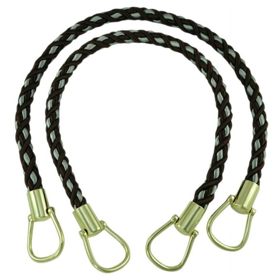 Elegant Braided Rope Tieback with Metal Ring Tieback, 18" Spread (45.5cm), 1/2" (1cm) Thick # BRTBM,, Mocha Ice Blue #24B (Silver Blue, Light Blue, Mocha Brown) Set of 2