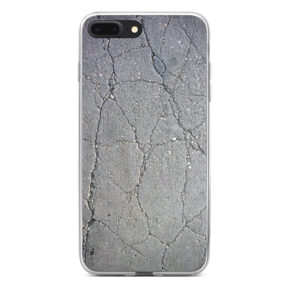 DistinctInk Clear Shockproof Hybrid Case for iPhone 7 PLUS / 8 PLUS (5.5" Screen) - TPU Bumper, Acrylic Back, Tempered Glass Screen Protector - Grey Cracked Concrete