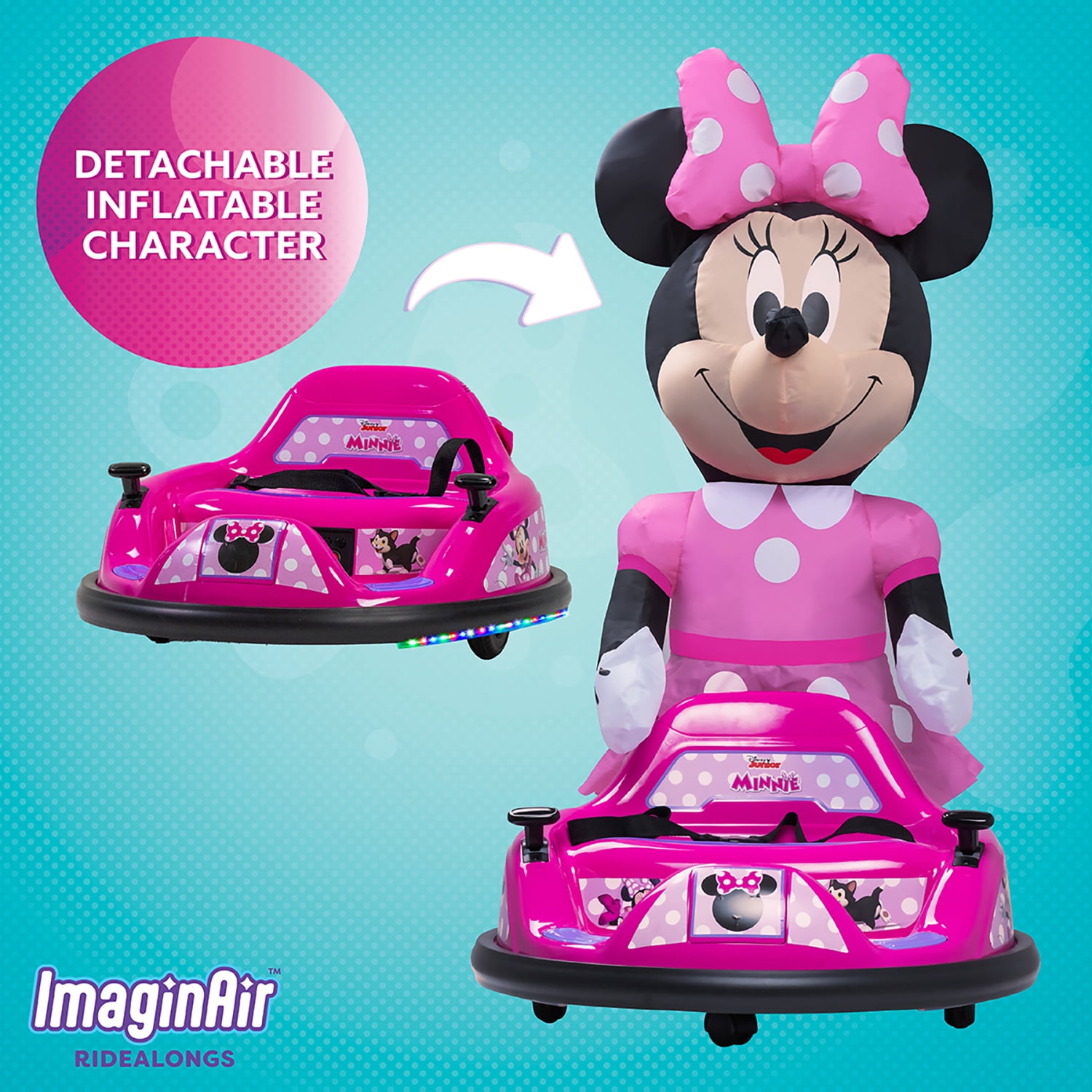 Minnie Mouse 6V ImaginAir Ride on Bumper Car with Inflatable Minnie Character and Rechargeable Battery