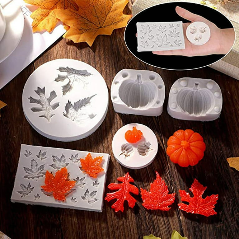 2 Pack Fall Thanksgiving Chocolate Molds - Pumpkin, Turkey, Maple Leaves Silicone Molds For Candy, Resin, Soap & Baking Decor