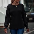 thumbnail image 1 of Top de Manga Larga Con Farol para Mujer, Pados Fruncidos de Ajuste Holgado, Camiseta de Culo Redonto para Mujer Fále de Combinar, 1 of 7