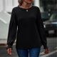 thumbnail image 1 of Top de Manga Larga Con Farol para Mujer, Pados Fruncidos de Ajuste Holgado, Camiseta de Culo Redonto para Mujer Fále de Combinar, 1 of 7