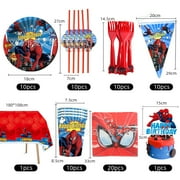 Red Spider-Man Themed Birthday Paper Plate Paper Cup Paper Tissue Knife Fork Spoon Party Decorative Tableware Set Supplies