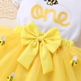 thumbnail image 6 of Younger Tree 1st Birthday Girl Outfit Baby Bee Short Sleeve Romper Top Tutu Princess Skirt Clothes Set for 12-18 Months, 6 of 7