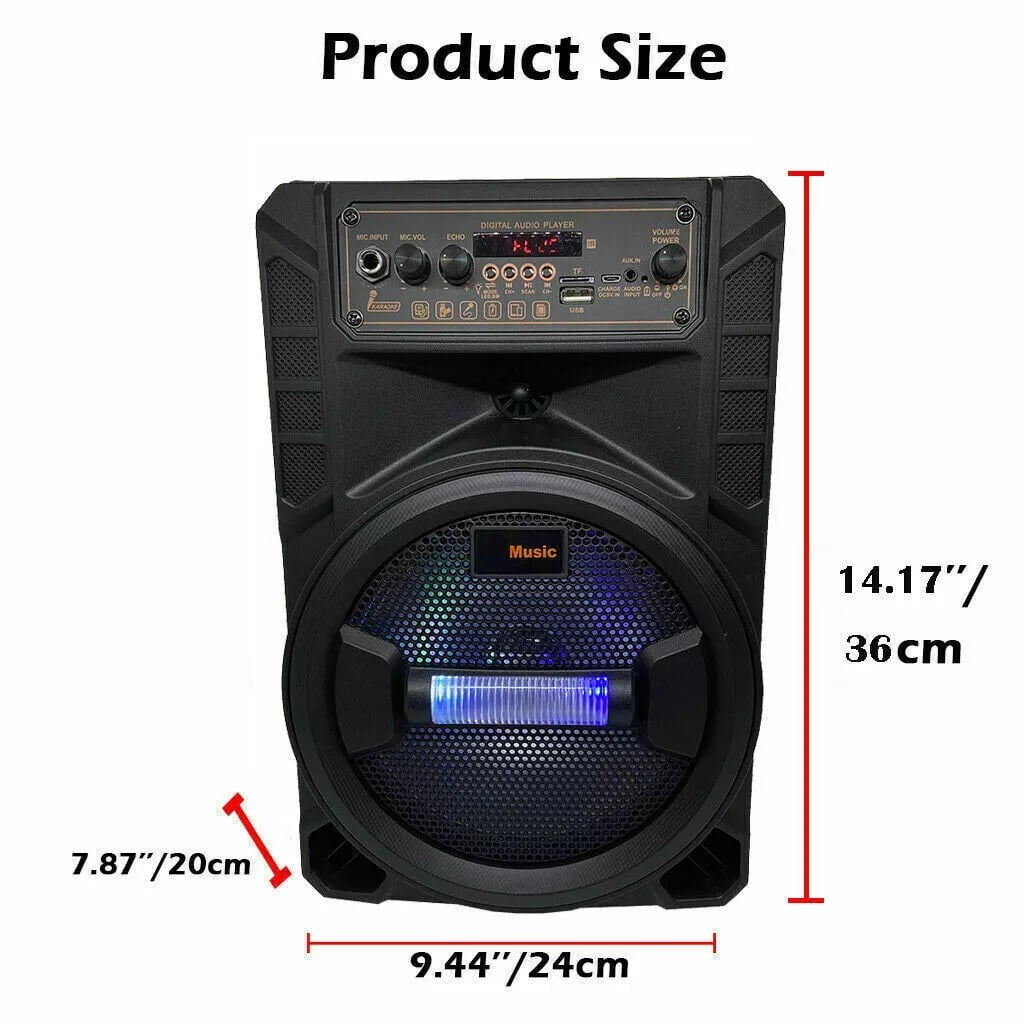 3000W Portable Bluetooth Speaker with 8" Subwoofer, Heavy Bass, RGB LED Lights, Rechargeable Battery, for Parties, Camping, Beach Trips & Outdoor Events