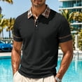 thumbnail image 2 of Mens Waffle Golf Shirts Short Sleeve Moisture Wicking Quick Dry Fashion Designed Plaid Collar Polo Shirts for Men Sizes XS-2XL Black, 2 of 9