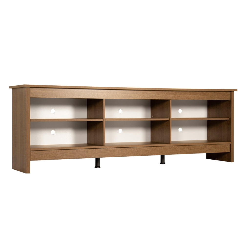 Madesa Media Console TV Stand Entertainment Center with 6 Shelves and Cable Management for 65, 75 Inch Television Living Room and Bedroom Modern Wooden - Rustic