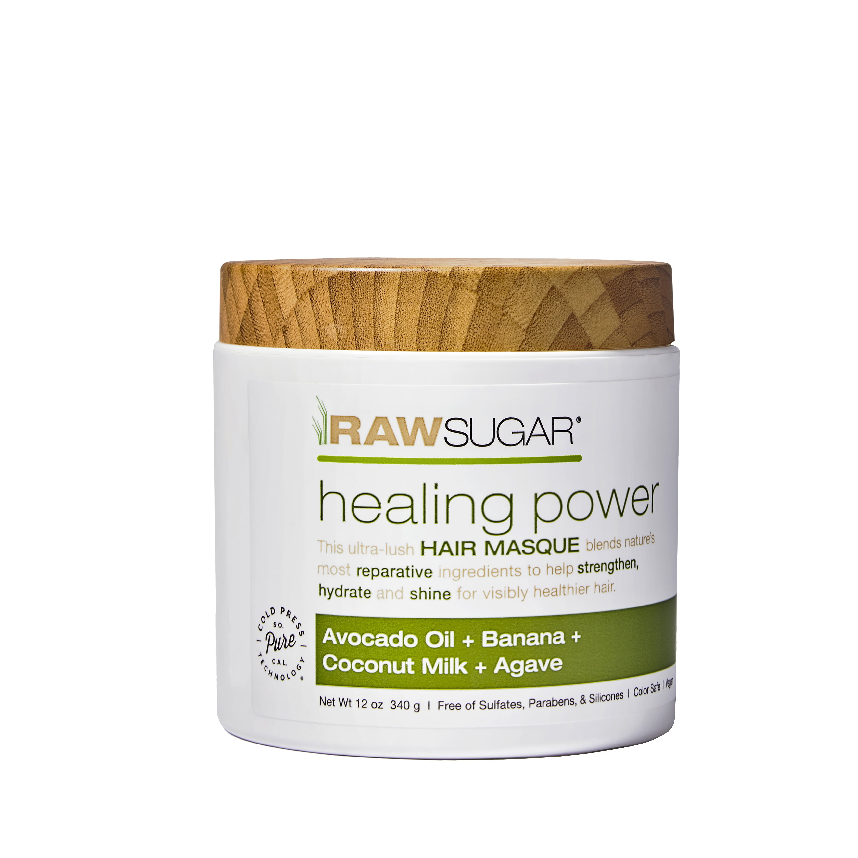 Raw Sugar Hair Masque - Healing Power Avocado Oil + Banana + Coconut Milk + Agave 12 oz