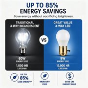 Great Value 3-Way A19 LED Light Bulb, 40/60/100 Watt Equivalent, Daylight, E26 Medium Base, 1 Pack
