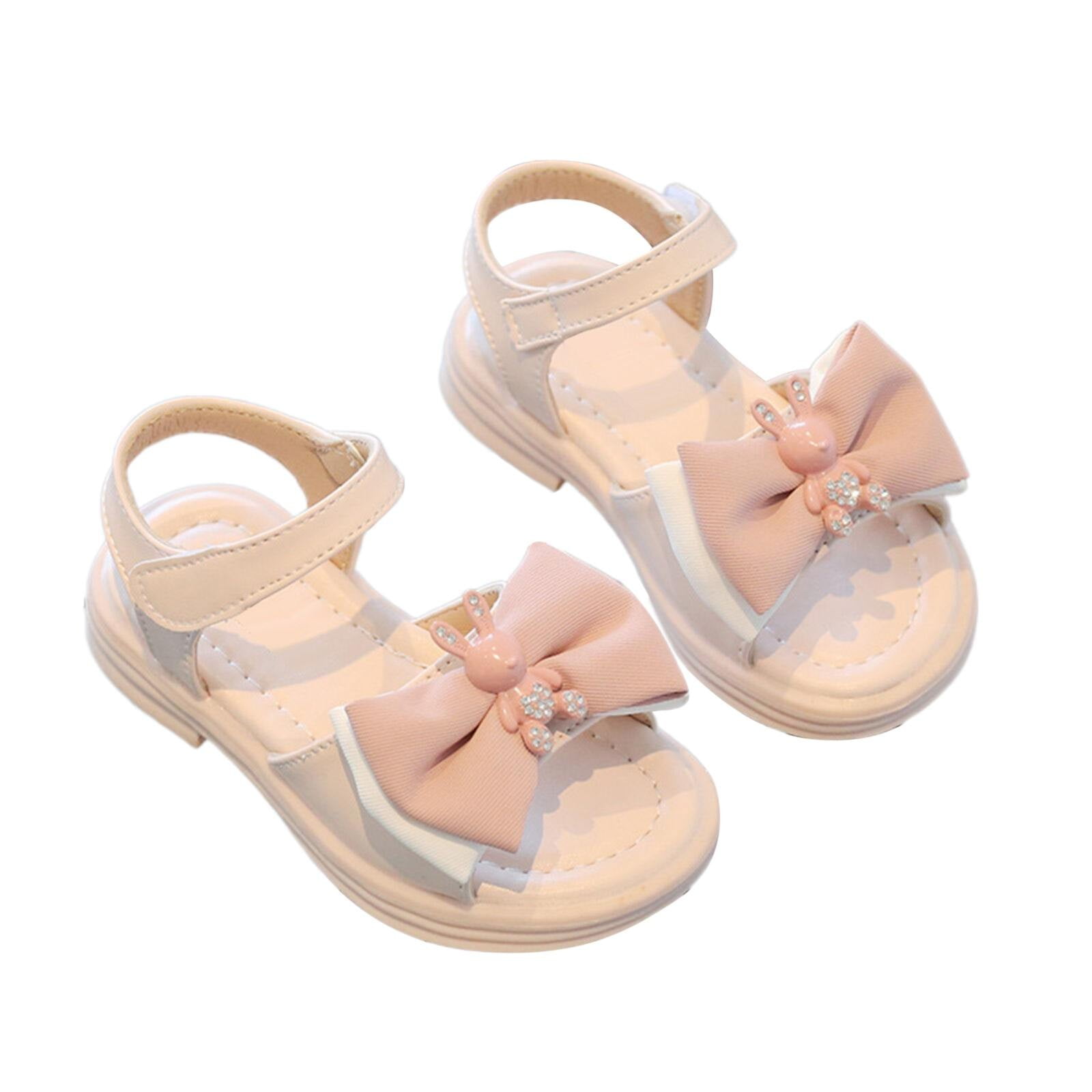 nsendm Girls Sandal Little Kid Female Summer Kids Girls Fashion Princess Sandals Summer Korean Edition Baby Soft Sole Cute Bow Beach Toddler Athletic