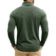 thumbnail image 5 of Men's Fashion Solid Color Retro Casual Washed Quarter Zipper Pocket Long Sleeve T-Shirt, Polo Style Top for Daily Wear, Casual Outings and Weekend Style,Green,L, 5 of 5