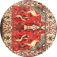thumbnail image 1 of Ahgly Company Indoor Round Traditional Red Animal Area Rugs, 4' Round, 1 of 6