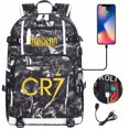 thumbnail image 1 of Mochila para estudiantes jóvenes con estampado de fútbol dorado, mochila de viaje de ocio para hombres y mujeres, 1 of 6