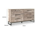 thumbnail image 5 of Keni 59 Inch Dresser, 6 Drawers, Whitewashed Frame, Metal Bracket Base, 5 of 5