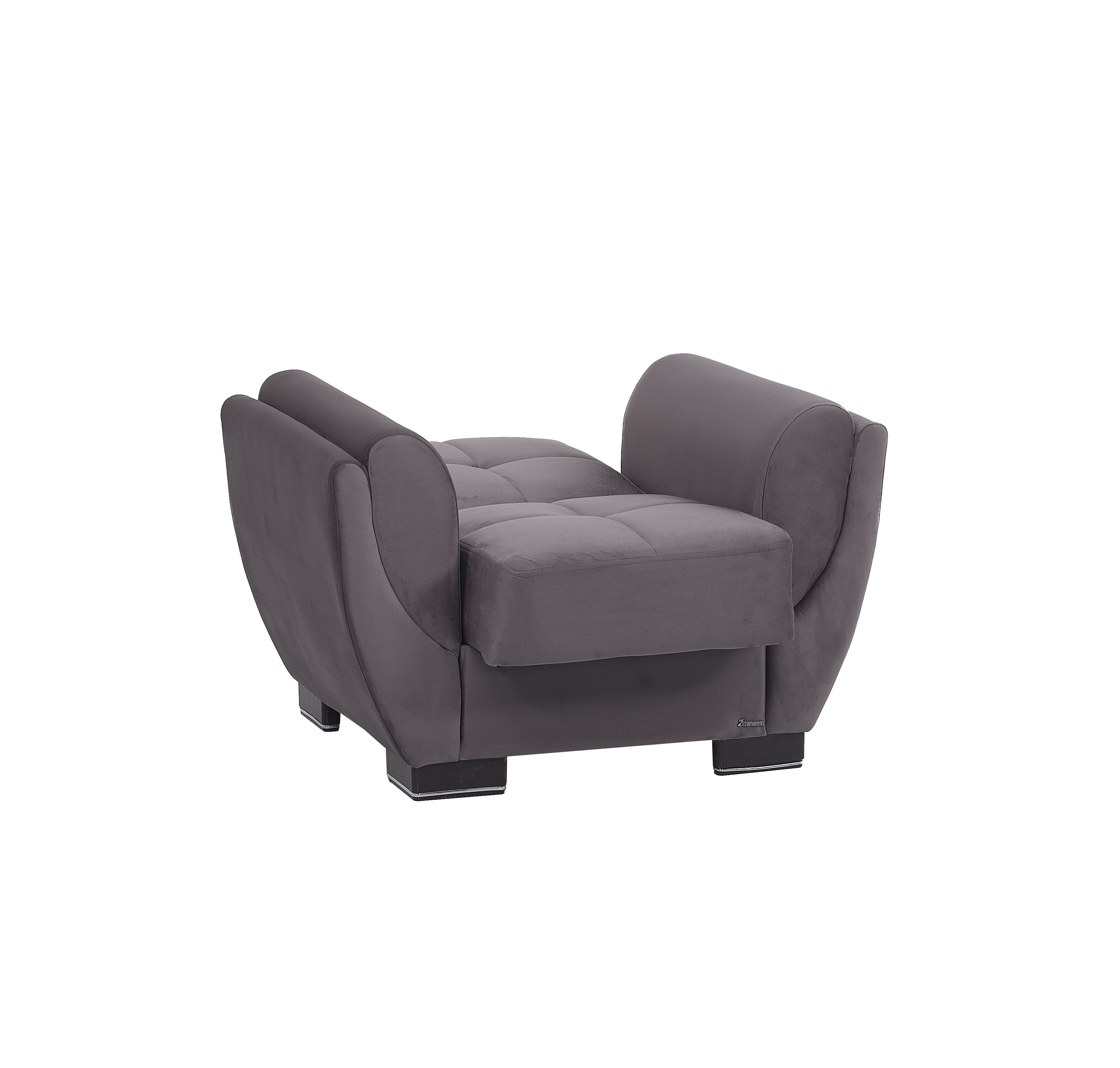 Ottomanson Convertible Accent Armchair with Hidden Storage & Rounded Arms, Firm Comfort Seating, Gray