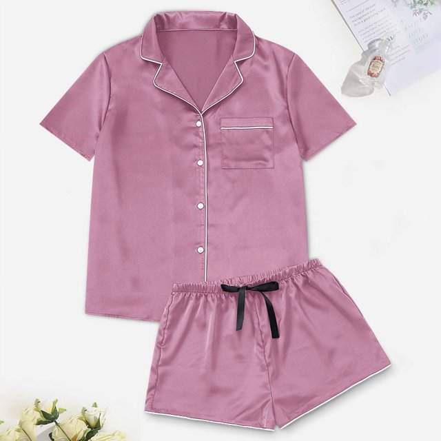 Conjunto de pijama de seda de gran tamaño para mujer, ropa de casa informal sexy de verano, fina