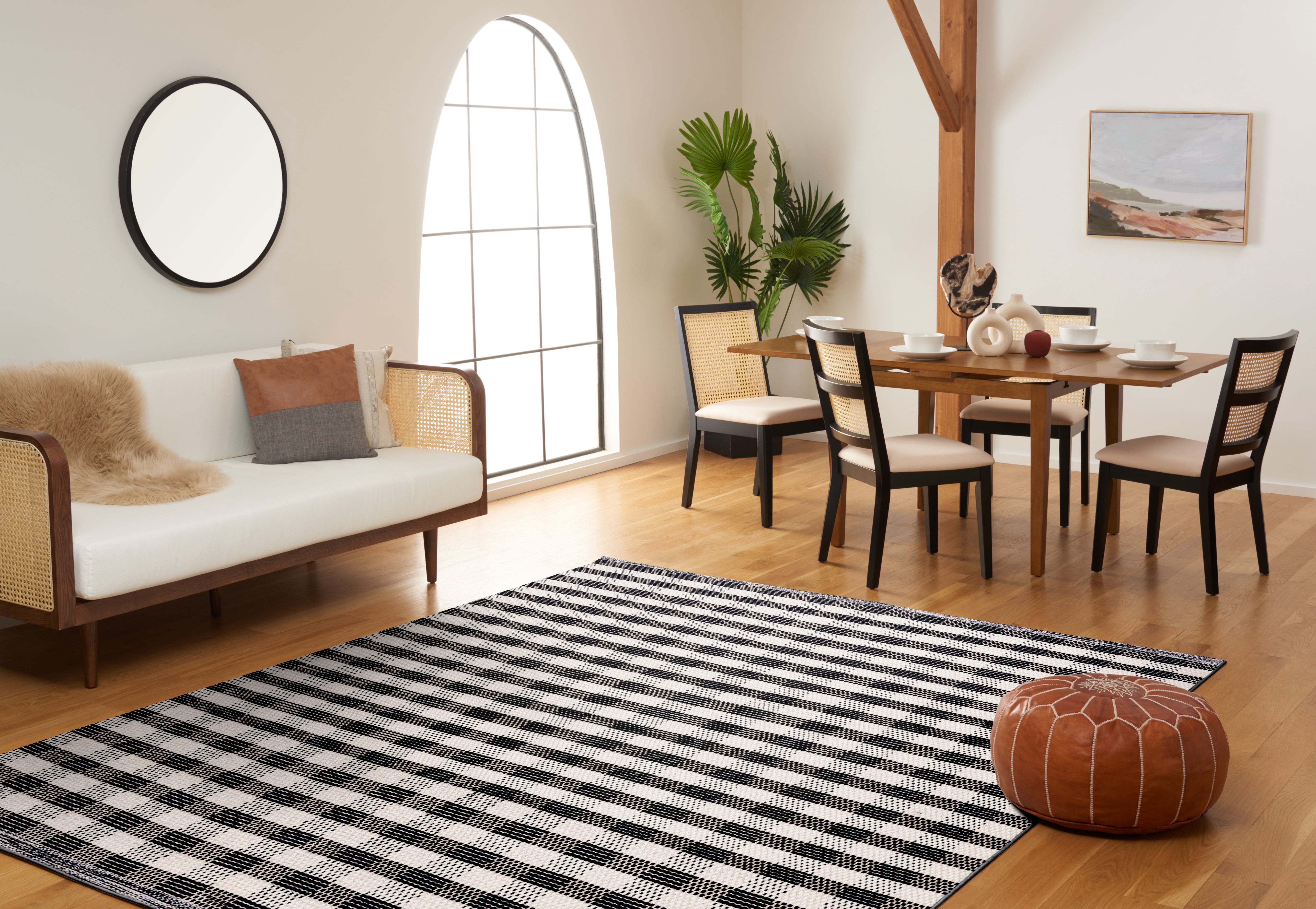 SAFAVIEH Striped Kilim Ulric Striped Area Rug, Black/Ivory, 8' x 10'