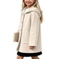 thumbnail image 6 of Girls Winter Coat Zaewscy Children's Winter Solid Color Woollen Overcoat Long Sleeve Hooded Casual Outwear Pockets Jackets Kids Beige 4-5 Years, 6 of 9
