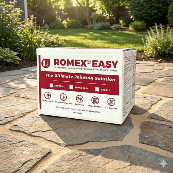 Rompox Easy NEUTRAL/BEIGE– Color Update. Pre-Mixed Permeable Joint Compound for patios, pavers, & DIY Projects. Water Permeable, Weed Resistant, Frost Safe, Quick Install. Made in Germany/USA 33 lbs.