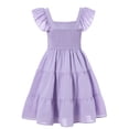 thumbnail image 6 of Lanbubble Girls Dress Purple A-Line Ruffle Sleeve Casual Holiday Summer Dress, 11-12 Years, 6 of 7