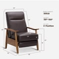 thumbnail image 6 of AFO Mid Century Modern Recliner Chair, Leather Push Back Armchair with Retractable Footrest, Solid Wood Legs, High Back Lounge Chair for Living Room, Chocolate, 6 of 10