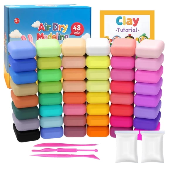 Barro para modelar de secado al aire Yokumio, 48 colores con 2 blancos extra y herramientas