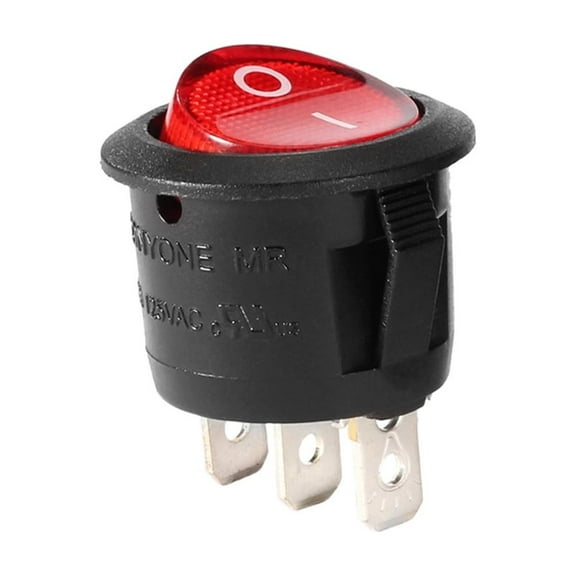 Unique Bargains Red Lamp 3 Terminal SPST 2 Position I/O Round Button Rocker Switch