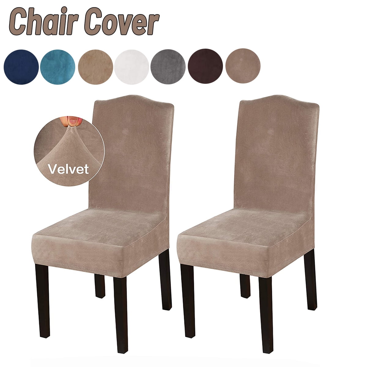 2Pcs Waterproof Suede Stretch Dining Chair Covers Seat Slipcover Wedding Banquet 