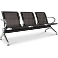 thumbnail image 3 of Kinbor 3-Seat Guest Chairs Office Furniture Reception Waiting Chair Airport Bench Steel Frame, Black, 3 of 9