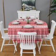 thumbnail image 2 of Red Christmas Geometric Snowflake Pattern Round Tablecloth 60"x60",Wrinkle Wipeable Table Cloth for Kitchen Dining Room Picnic Patio Party, 2 of 6