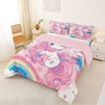 thumbnail image 2 of Metsweet Kawaii Unicorn Queen Comforter Set 3 Pieces, Cartoon Love Heart Rainbow Comforter Sets Queen,Pink Reversible,1 Comforter and 2 Pillowcases, 2 of 6