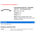 thumbnail image 2 of Front Bumper Impact Bar - Compatible with 2011 - 2014 Hyundai Sonata 2012 2013, 2 of 2
