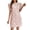 Blush Pink, variant on Women's Round Neck Puff Short Sleeve Mini Dress 95% Polyester 5% Spandex Lightweight Easy Care Everyday Party Dress