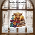 thumbnail image 7 of Acrylic Jigsaw Puzzle Suncatcher, 7.5in Stained Glass Highland Cow Floral Stacked Books Sun Catcher Window Decor, Irregular Shape Home Art Ornament, 7 of 7