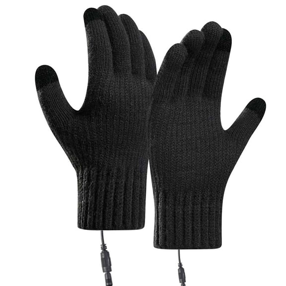 EUDIDV Winter Gloves Warm Gloves USB Heating Wool Knitted Gloves Heating Charging Plus Velvet Thickened Outdoor Cold Protection Warm Insulated Gloves