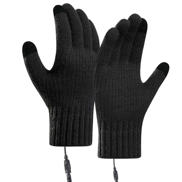 Pisexur Batería de cocina Guantes de punto de lana con calefacción por USB, carga térmica y terciopelo grueso para exteriores, protección contra el frío, cálidos. para la cocina del hogar