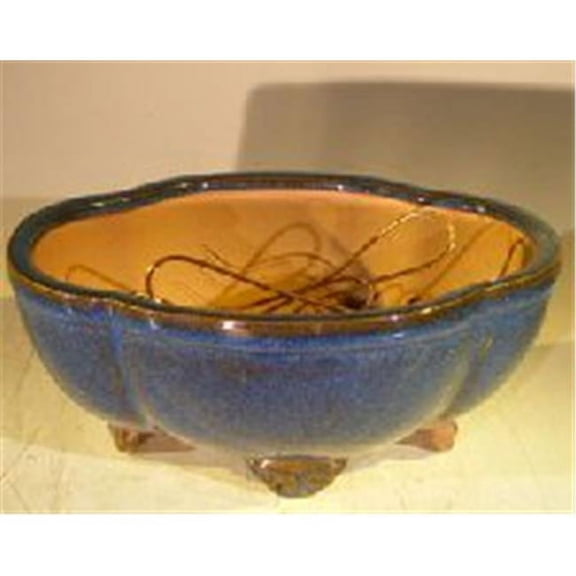 Bonsai Boy L69 Oval Lotus Shaped Ceramic Bonsai Pot - Professional Series, Blue