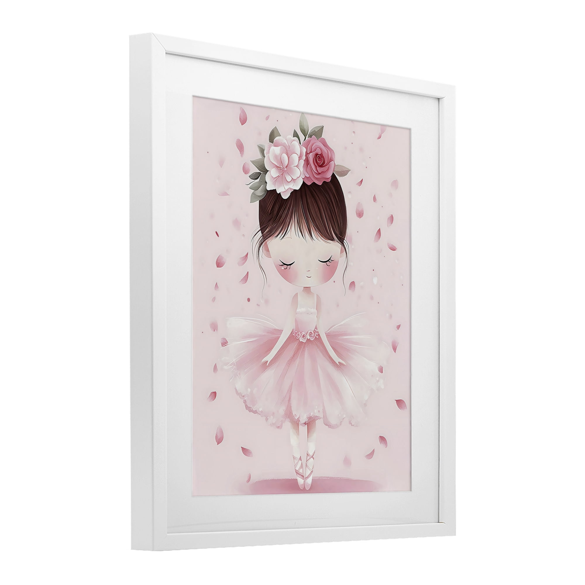 Stupell Industries Ballerina With Floral Headdress White Framed Print Under Glass, design by Creative Studio