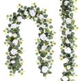 thumbnail image 1 of White flower wreath, 6.3 ft white rose wreath wedding belt flower, flower wall fund, hanging fake rose, 1 of 5