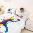 thumbnail image 3 of Homewish Watercolor Ball Player Queen Sheets,Handball Print Queen Sheet Sets,White,4pcs,1 Flat Sheet, 1 Fitted Sheet and 2 Pillowcases, 3 of 6
