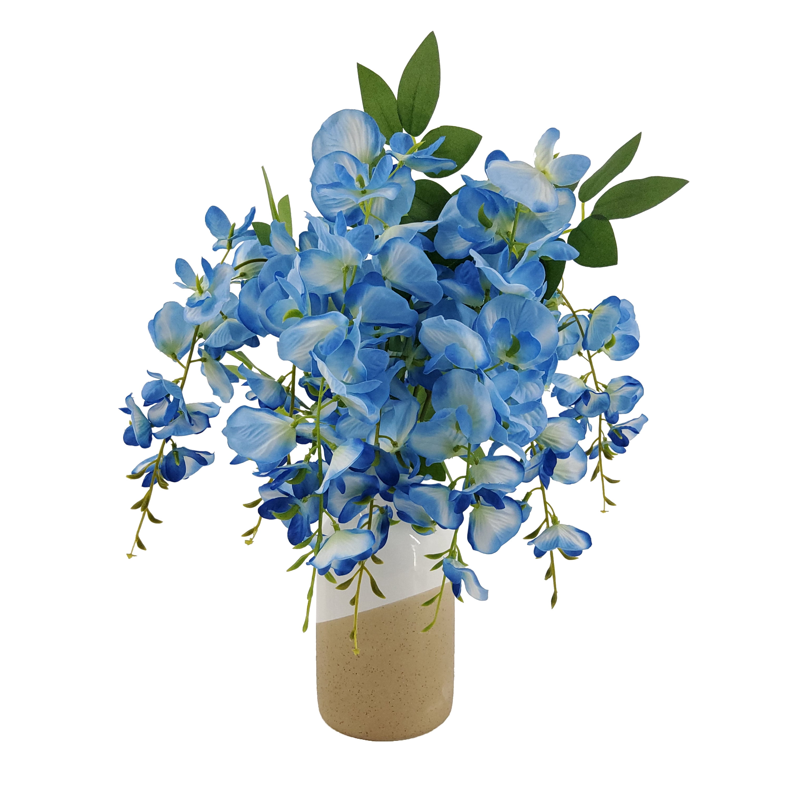 Mainstays 17in Indoor Artificial Blue Wisteria Bush, Blue Color.