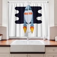 thumbnail image 2 of Ambesonne Space Kitchen Curtains, Cartoon Rocket on Galaxy Art, 55"x36", Orange Dark Night Blue, 2 of 3