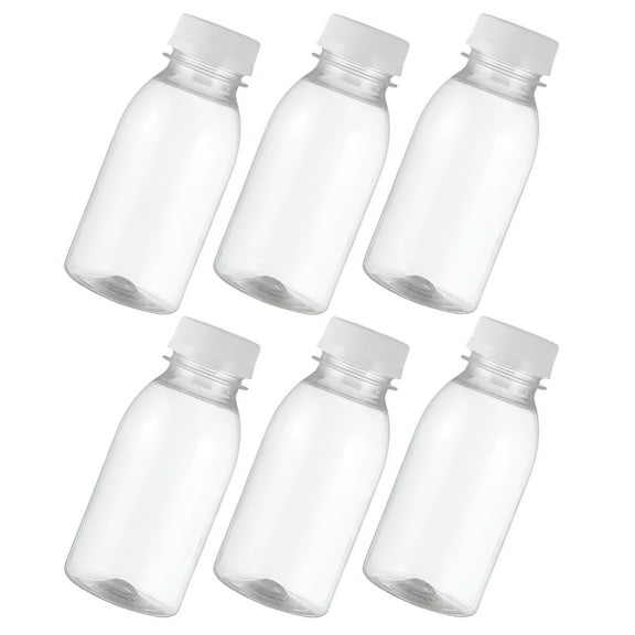 ACDANC 6 Pcs Milk Bottle for Juice Water Clear Beverage Bottles Glass Jars Kids Small Plastic Mini Fridge Containers Drinking the Pet Child