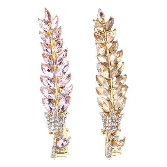 MEIBUTYUP Red Alloy Leaf Wedding Hairpins 2 Pcs Bobby Clips for Women Hair Decoration Accessories