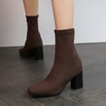 thumbnail image 5 of B91xZ Bottes pour Femmes Fermeture Éclair Extérieure Bottines Plates, Marron 8, 5 of 5